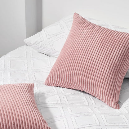 Rosa Kissenhülle 40x40 Kordsamt gestreift 2er Set Deko Sofa
