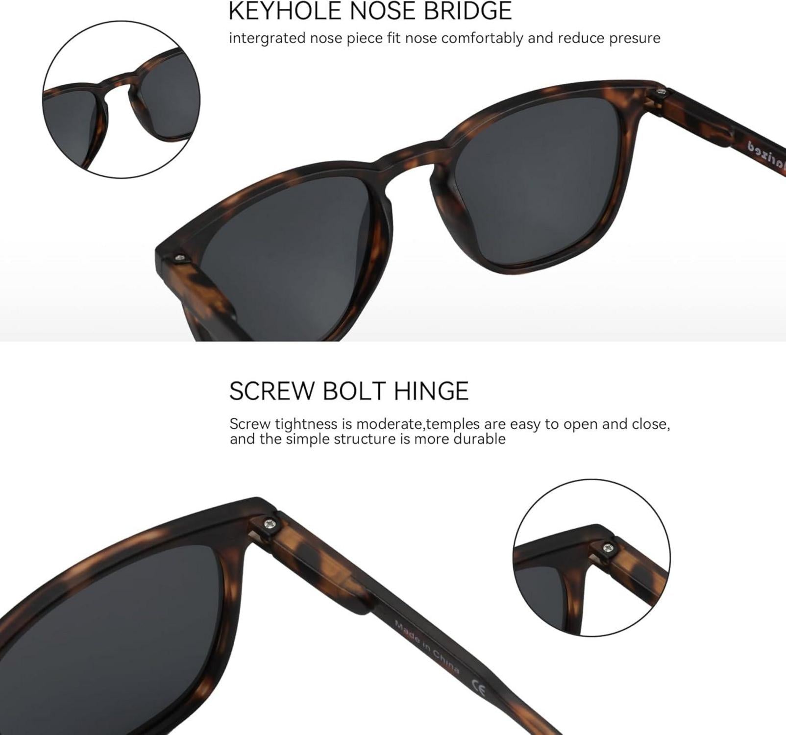 2er Set ZENOTTIC Polarisierte Sonnenbrille Retro Vintage Unisex UV400 Schutz