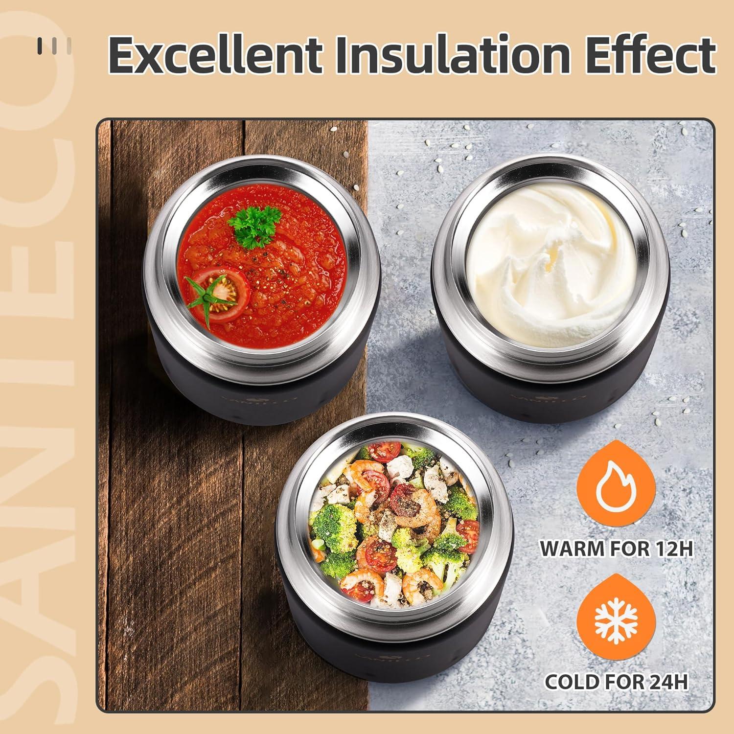 Thermobehälter Essen 500ml Edelstahl Warmhaltebehälter mit Löffel und