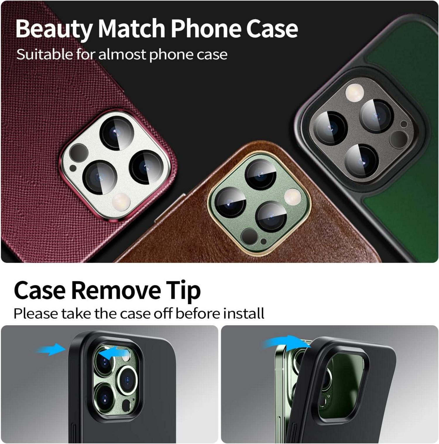 WSKEN iPhone 13 Pro/13 Pro Max Kamera Schutz Matt Glas Aluminium Kratzfest Grün