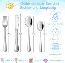 Kinderbesteck Edelstahl 8er Set Löffel Messer Gabel ab 3