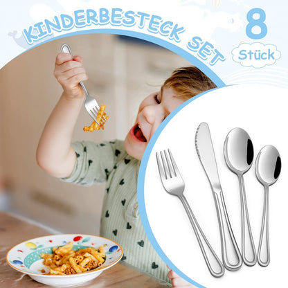 Kinderbesteck Set 8-teilig Edelstahl spülmaschinenfest ab 3 Jahre
