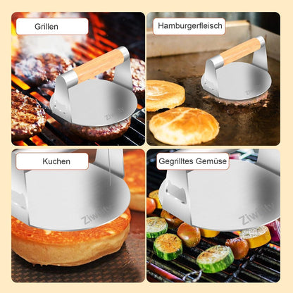 Smash Burgerpresse 14cm Edelstahl Burger Smasher für Grill