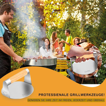 Smash Burgerpresse 14cm Edelstahl Burger Smasher für Grill