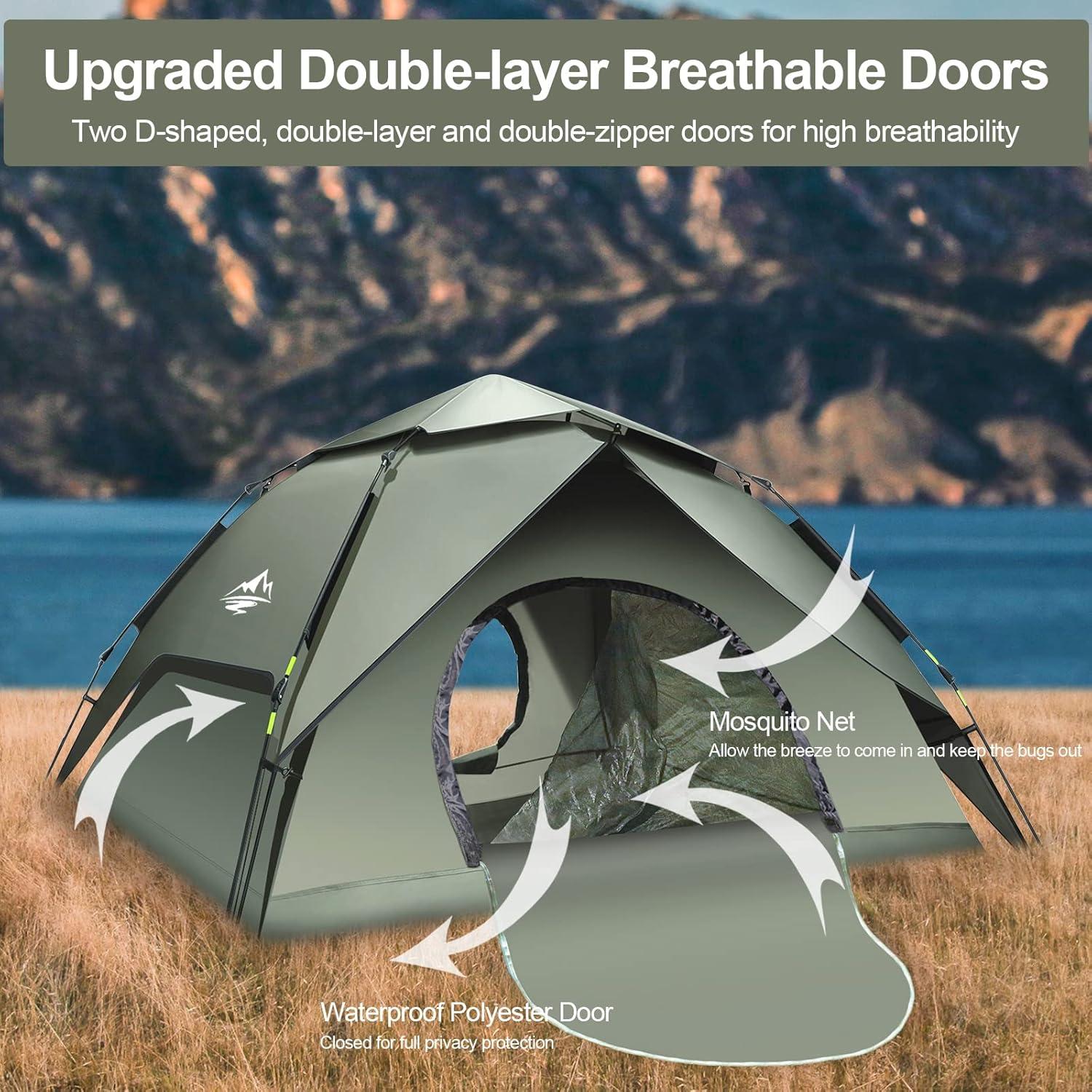 Automatisches Campingzelt für 2-3 Personen, Pop-Up, UV-Schutz, wasserdicht, winddicht