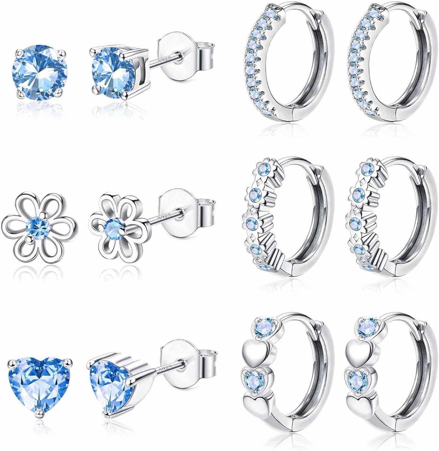 JeweBella Kleine Ohrringe Set Damen Mädchen 925 Silber Ohrringe Blume