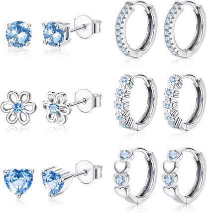 JeweBella Kleine Ohrringe Set Damen Mädchen 925 Silber Ohrringe Blume