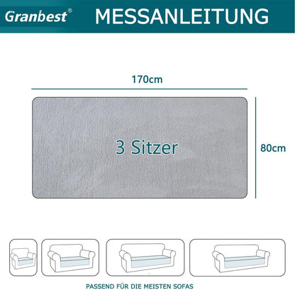 Granbest Weicher Sofa-Sitzkissenbezug 3-Sitzer Rutschfest Grau