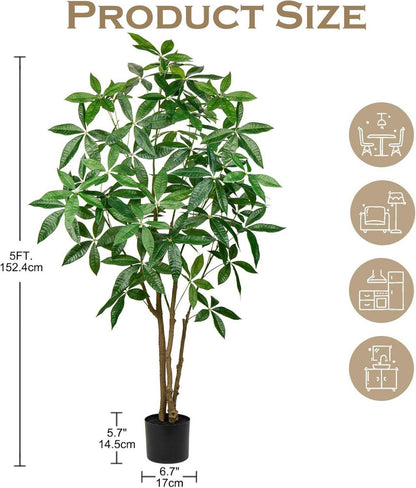 Kunstpflanze Glückskastanie 152cm Topf Deko Pflanze AQUA Grün