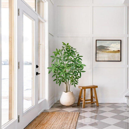 Künstlicher Glückskastanie Baum 152CM Topf Pachira Aquatica Grün