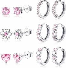 JeweBella Damen Mädchen 925 Silber Ohrringe Set Hypoallergen Blume