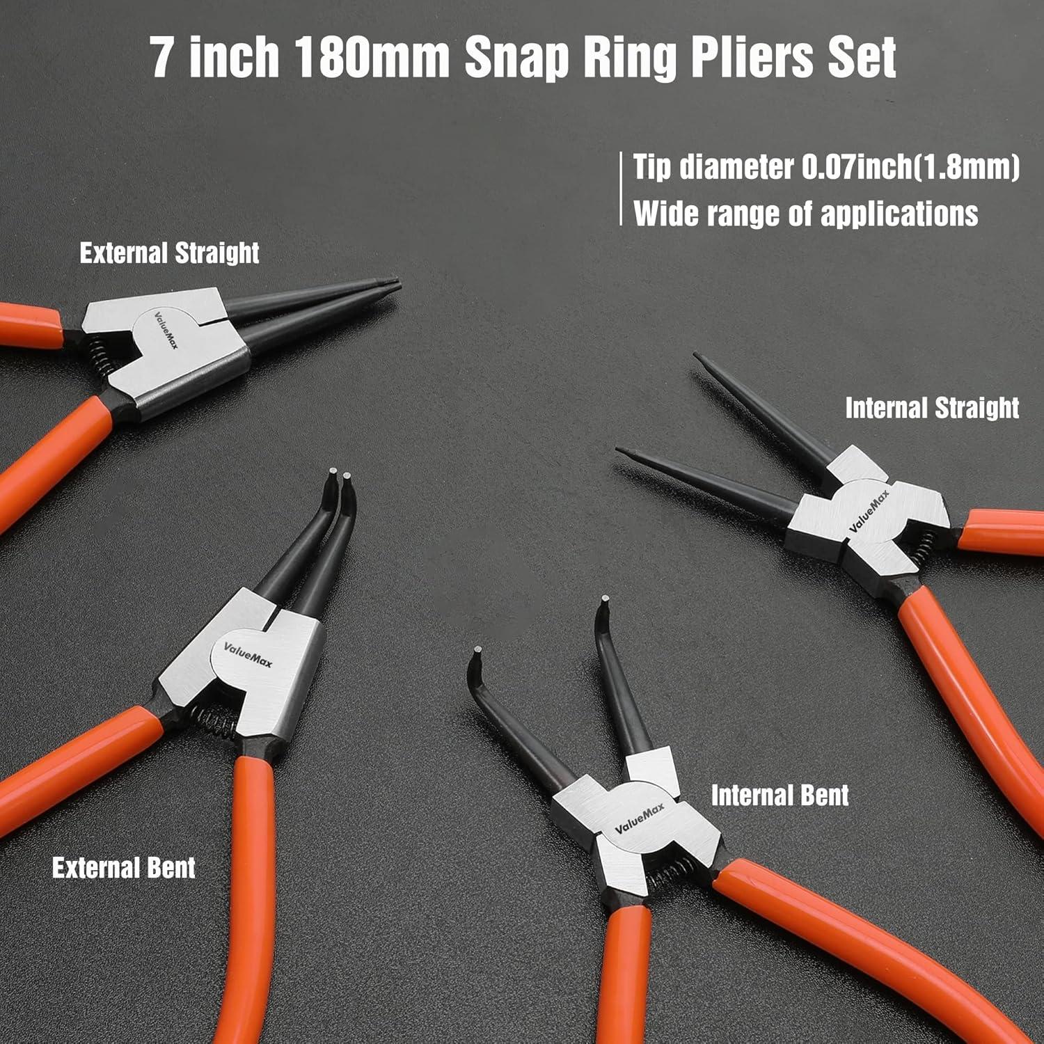 Sprengringzangen Set 4tlg. 180mm Tasche Innen Außen sicher gerade gebogen