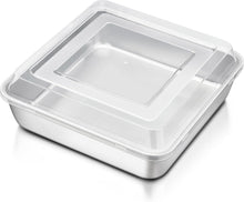 Joyfair Quadratische Kuchenform Edelstahl mit Deckel 24x24x5cm