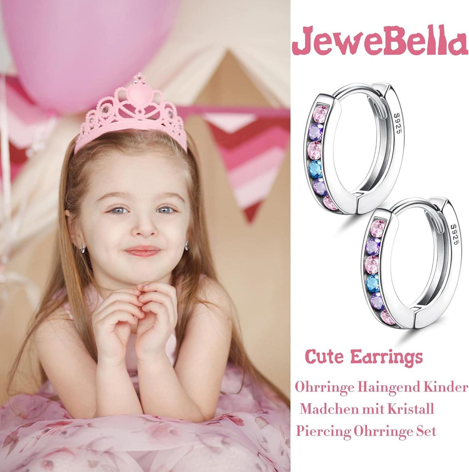 JeweBella Silber Creolen Ohrringe Zirkonia 925 Sterling Hypoallergen