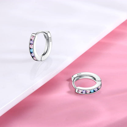 Zirkonia Creolen Silber 925 Ohrringe Mädchen Sterling Silber Huggie