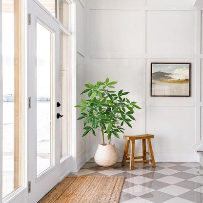 120CM Künstliche Glückskastanie Kunstpflanze Topf für Büro Wohnzimmer Grün