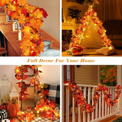 2er Set Künstliche Herbst Ahornblatt Girlanden 180cm Hängend Halloween