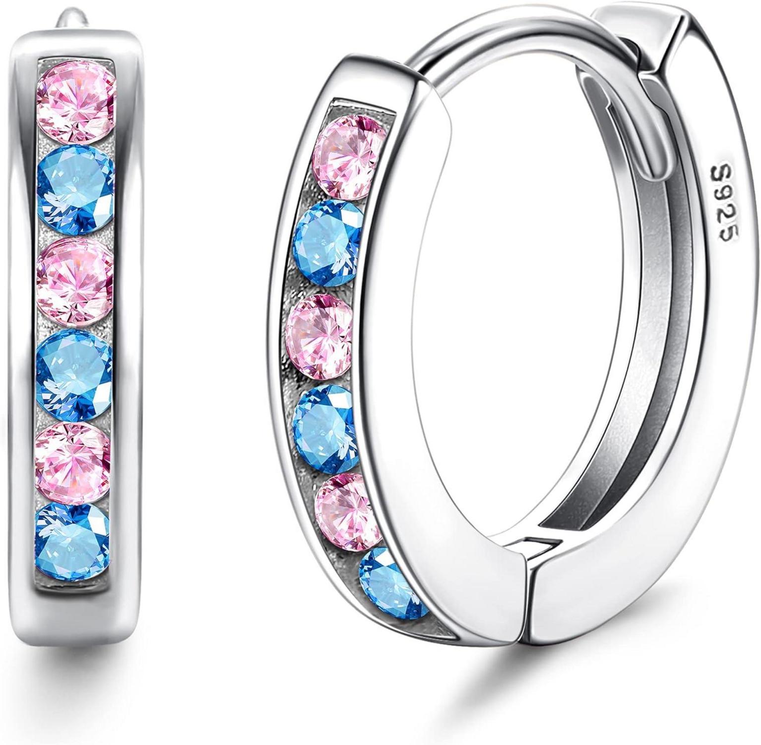 925 Sterling Silber Zirkonia Creolen für Damen Mädchen Hypoallergen