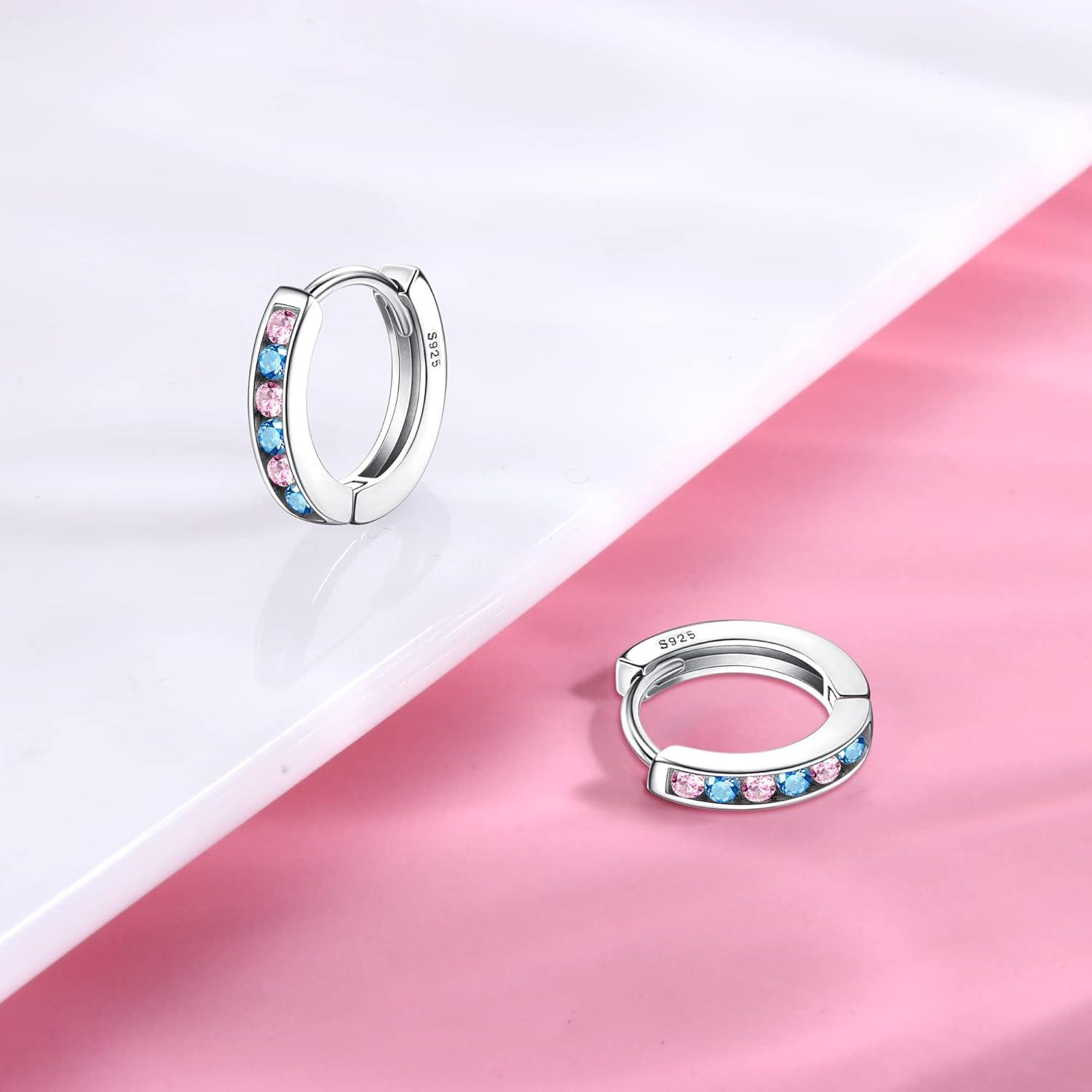 Ohrringe Creolen Silber 925 Zirkonia Damen Mädchen Huggie hypoallergen