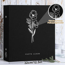 Großes Leinen Einsteckalbum für Fotos (Schwarz) 600 Taschen