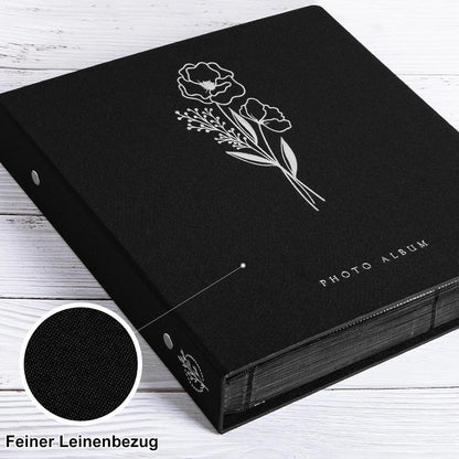 Fotoalbum 11x15 Leinen Einsteckalbum 600 Taschen Schwarz
