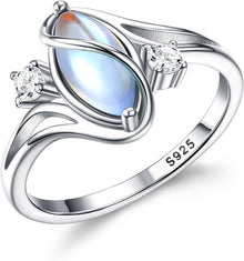 Mondstein Solitaire Ring 925 Sterling Silber Damen Vintage Ring
