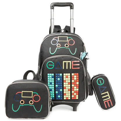 Schultrolley Rucksack mit Rollen – Schwarz