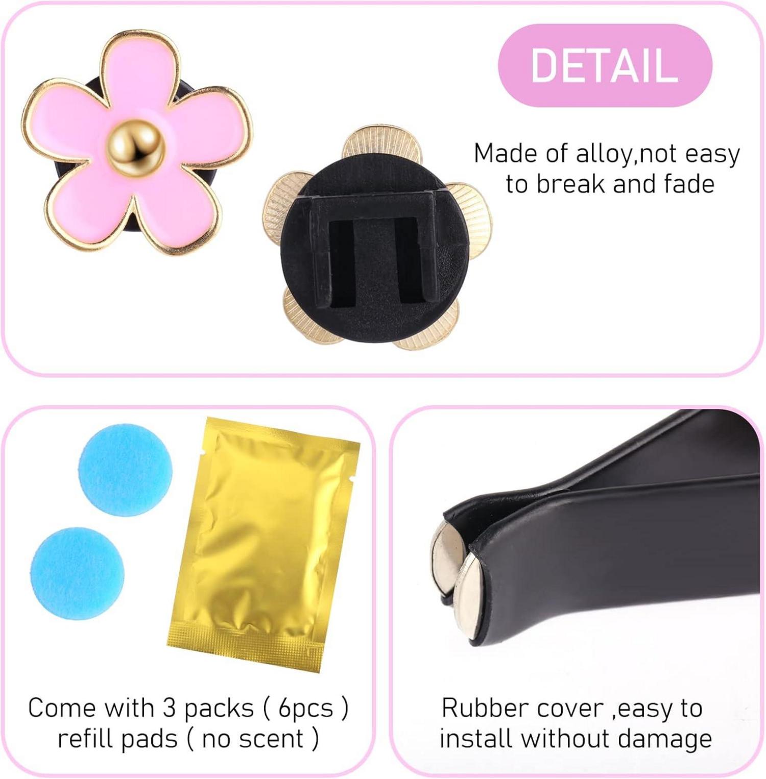 8er Set Gänseblümchen Auto Lufterfrischer Clip Rosa Weiß Aromatherapie Diffusor