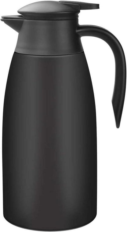 Thermoskanne 2 Liter Isolierkanne Edelstahl Tee Kaffee Schwarz
