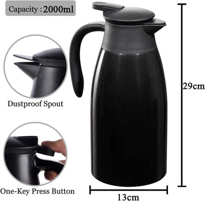 Thermoskanne 2 Liter Edelstahl Isolierkanne Kaffeekanne