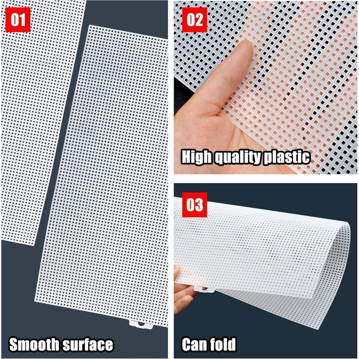 6x Kunststoff-Leinwand für Stickerei, 33,5x26cm, 7CT, Bastelzubehör