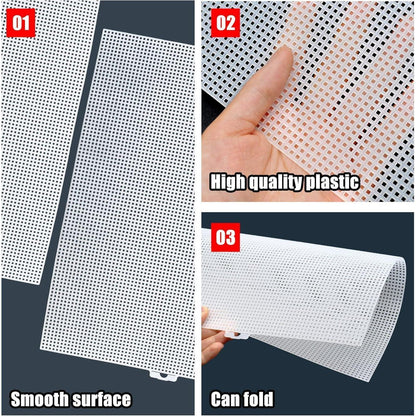 6x Kunststoff-Leinwand für Stickerei, 33,5x26cm, 7CT, Bastelzubehör