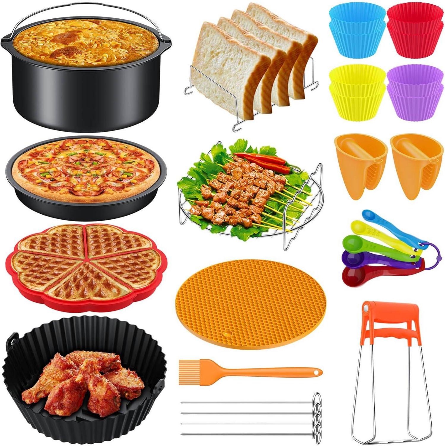 8 Zoll Heißluftfritteuse Zubehör Set für 4.2-6.8L Airfryer