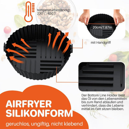 FUNYKICH Airfryer XXL Zubehör Silikonform 8 Zoll für 4.5-6.8L Luftfritteusen