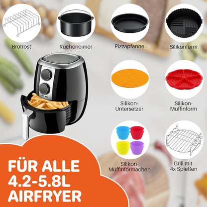 8 Zoll Airfryer Silikonform Zubehör für XXL 4.2-6.8L Heißluftfritteusen