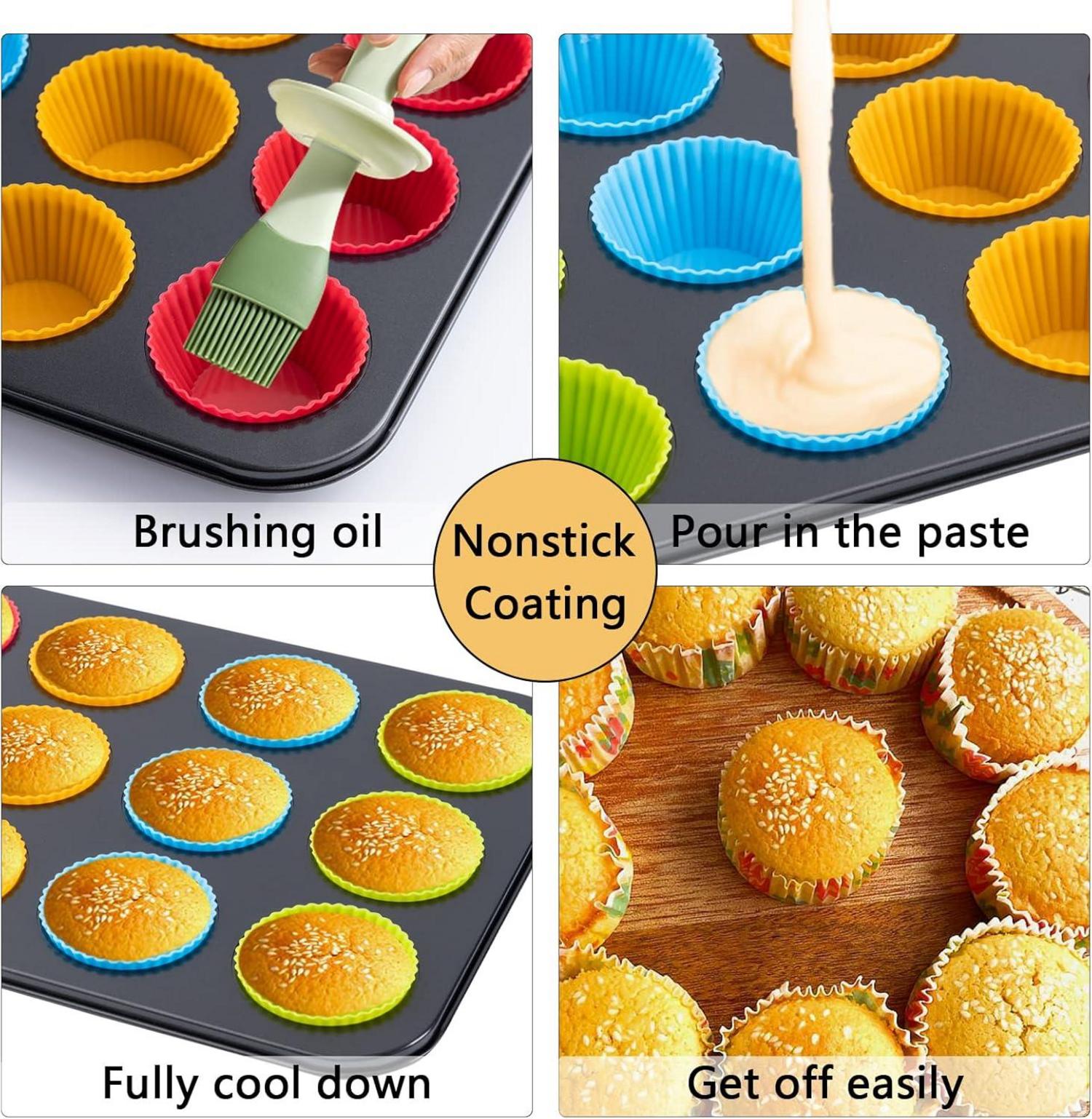 YIBAO Muffinform 2er-Pack Karbonstahl Schwarz Antihaft 12 Muffins Backform