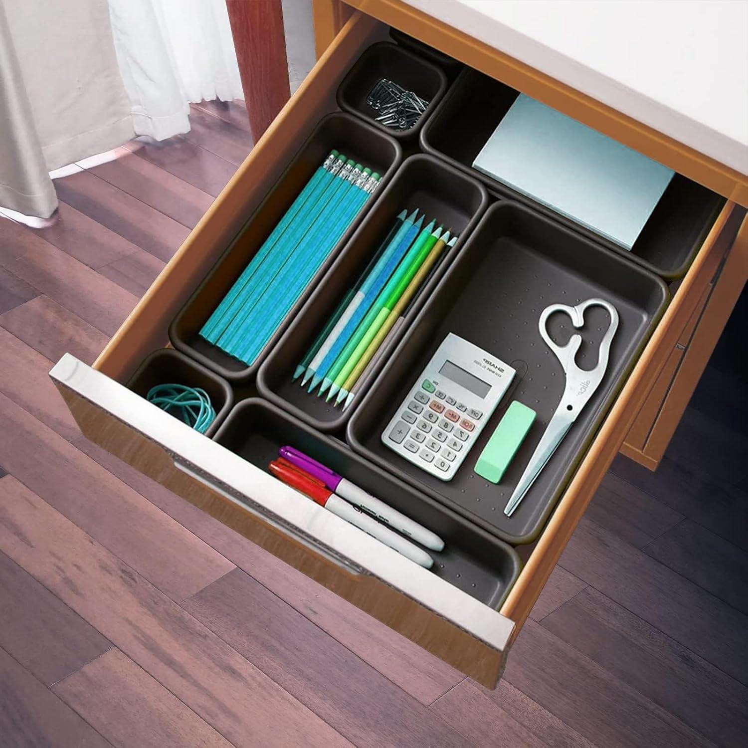 Schubladen Organizer Einlagen Trennsystem 48 Stk Boxen Schwarz Utensilien