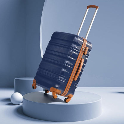 COOLIFE Hartschalen-Koffer Trolley Mittelgroß Blau Braun TSA