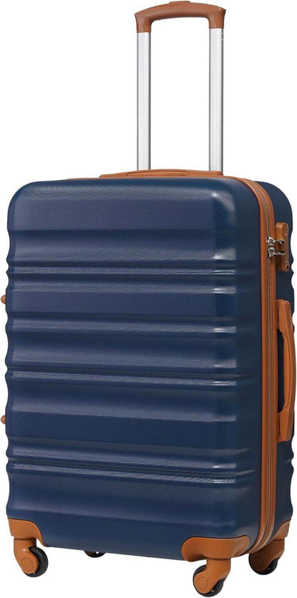Hartschalen-Koffer Trolley Rollkoffer TSA-Schloss 4 Rollen Blau/Braun