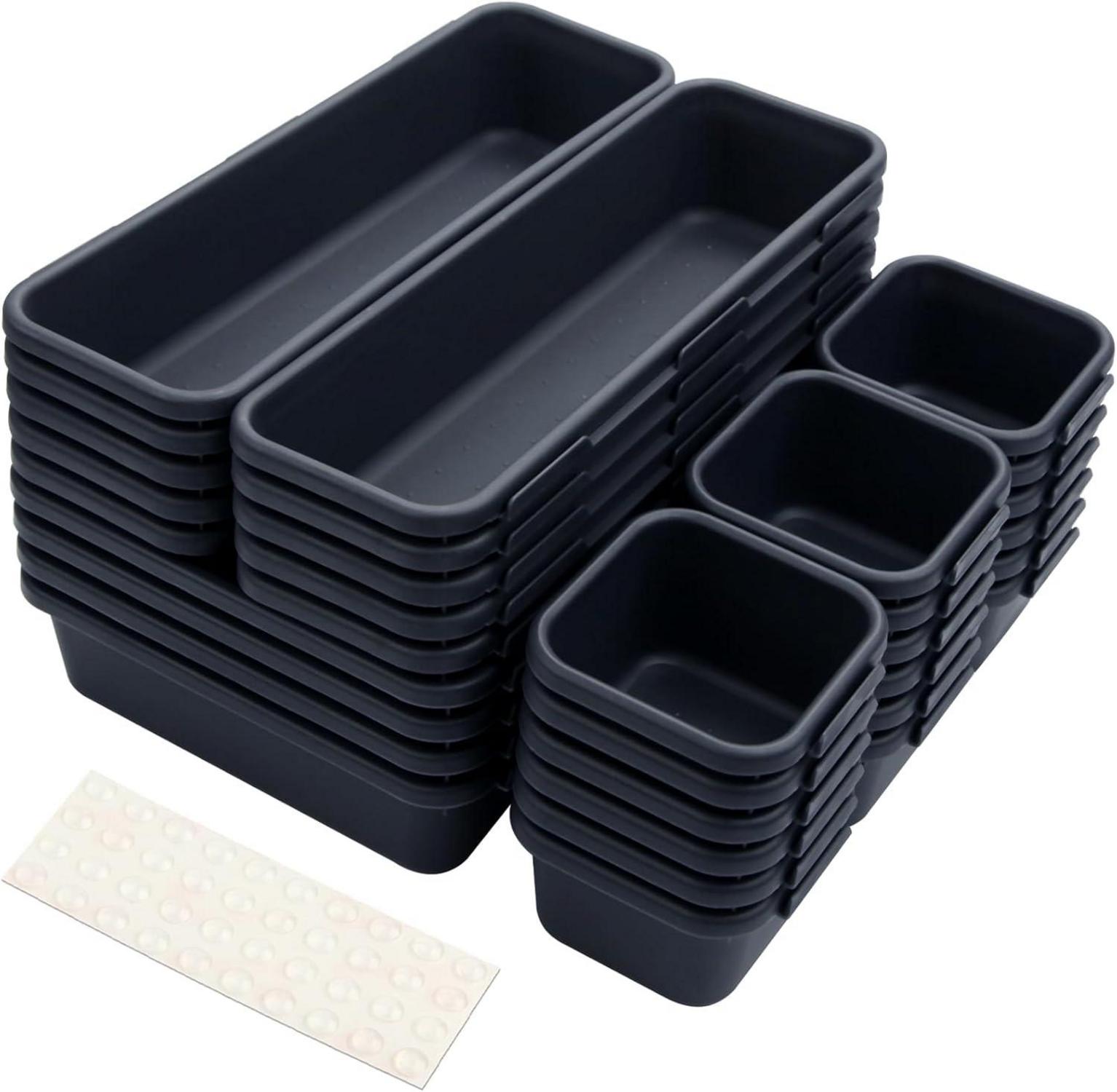Schubladen Organizer Einlagen Trennsystem Boxen 32 Stk Schwarz Silikon