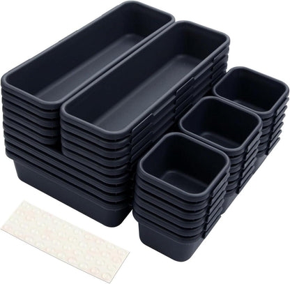Schubladen Organizer Einlagen Trennsystem Boxen 32 Stk Schwarz Silikon