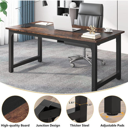 Moderner Computertisch 160x80 cm – Rustikal/Schwarz – Home Office Schreibtisch