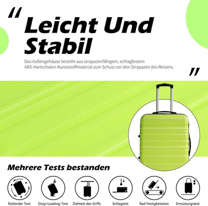 Hartschalen-Koffer Trolley Rollkoffer TSA-Schloss 4 Rollen Blau/Braun