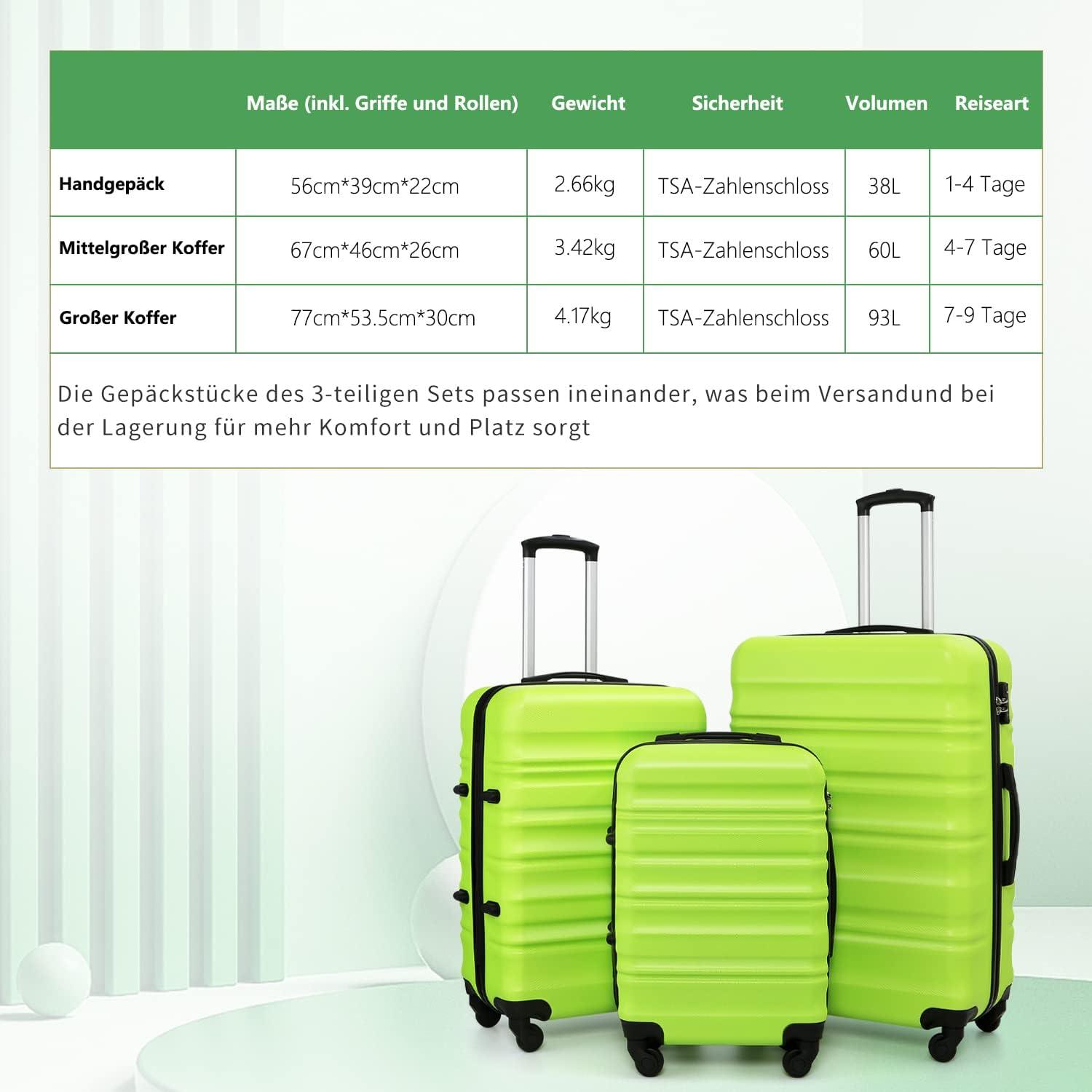 COOLIFE Hartschalen-Koffer Trolley TSA 4 Rollen Blau/Braun