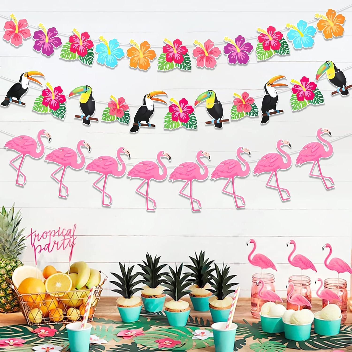 Hawaii Flamingo Hibiskus Sommer Party Banner Set 4