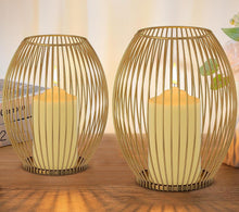 Deko Kerzenständer 2er Set Stumpenkerzen Vintage Gold