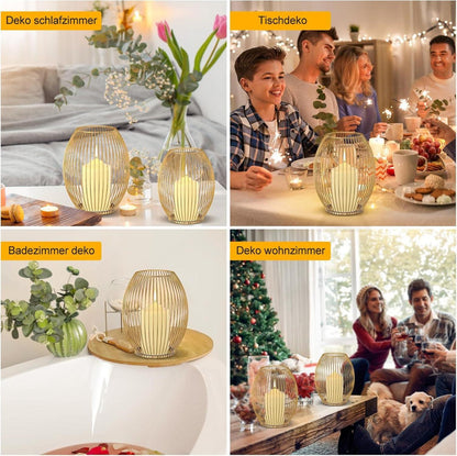 Kerzenständer 2er Set Metall Vintage Gold für Stumpenkerzen
