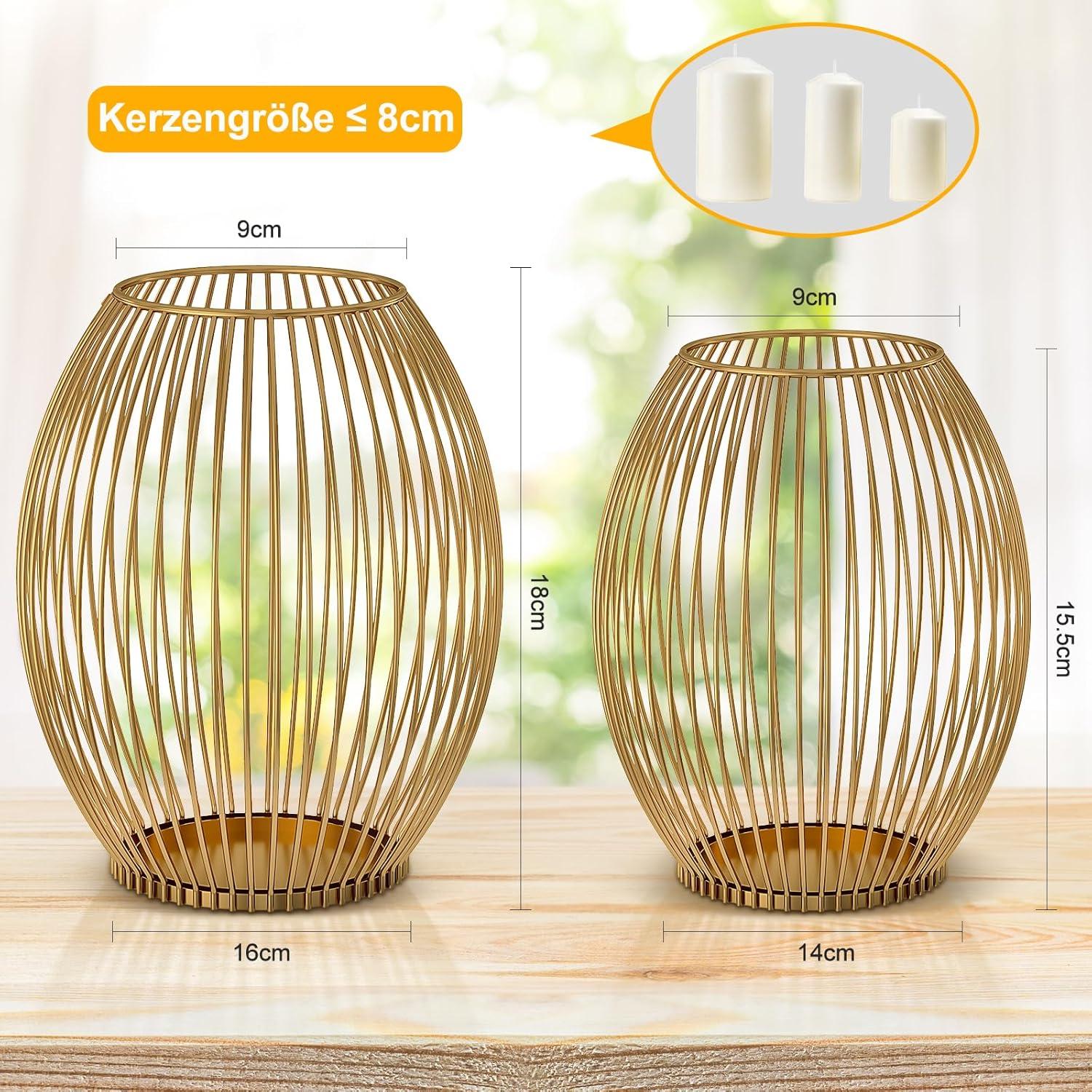 Kerzenständer 2er Set Gold Vintage Metall Wohnzimmer Deko