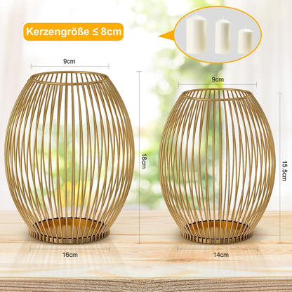 Kerzenständer 2er Set Gold Vintage Metall Wohnzimmer Deko