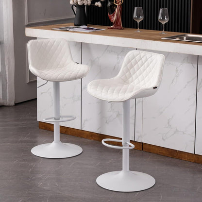 Barhocker Weiß Höhenverstellbar mit Lehne und Sitzkissen